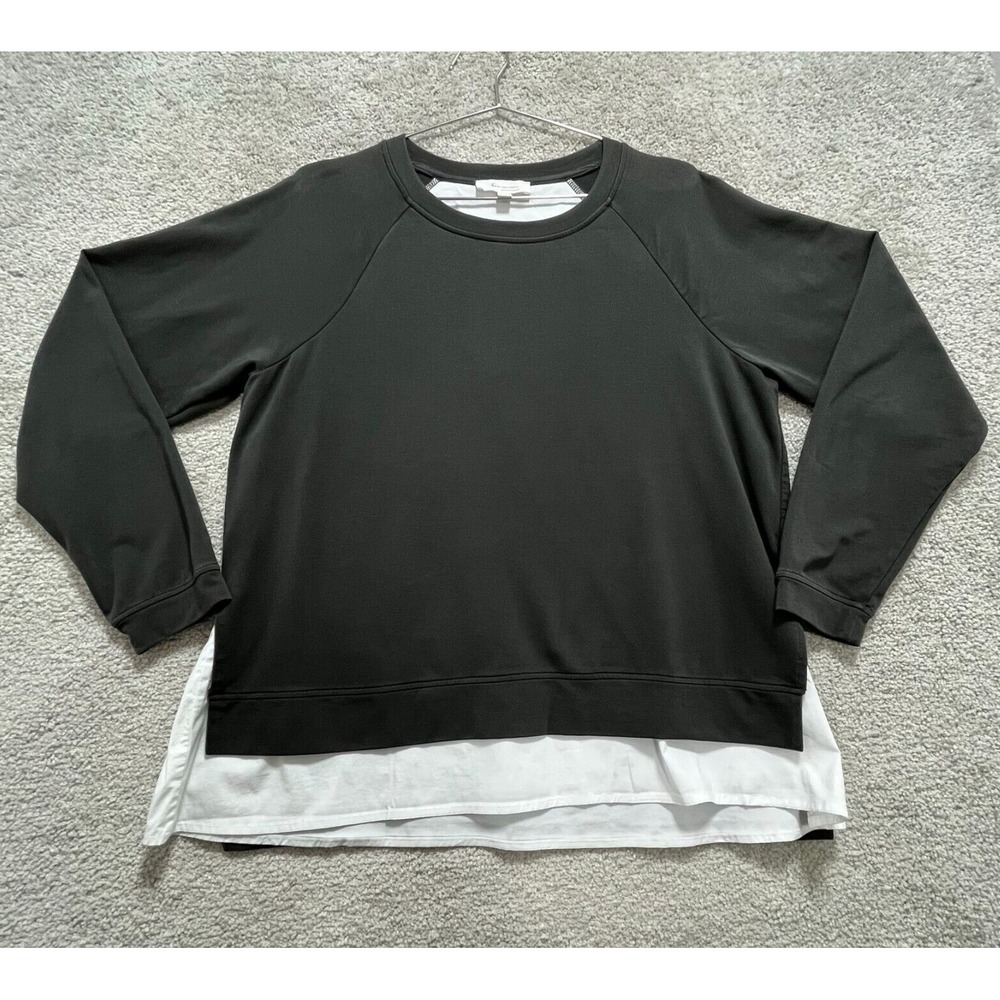 Two By Vince Camuto Sweatshirt Women's Medium Gray White Long Sleeves Crew‎ Neck